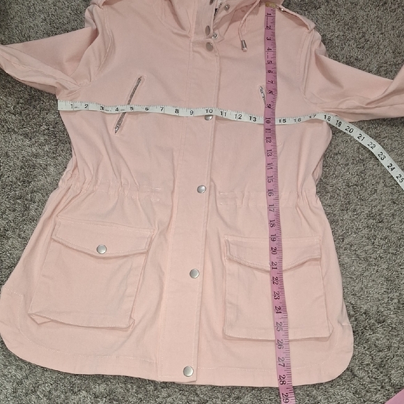 Eden Society Blush Pink Hooded Zip/Snap Front Utility Barn Jacket - S - Picture 5 of 8